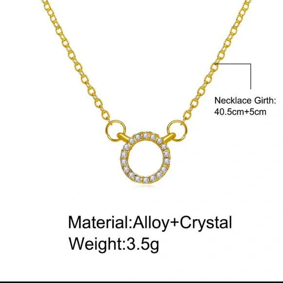 Trend Elegant Jewelry Crystal Circle Pendant Necklace Golden Color - Picture 4 of 4